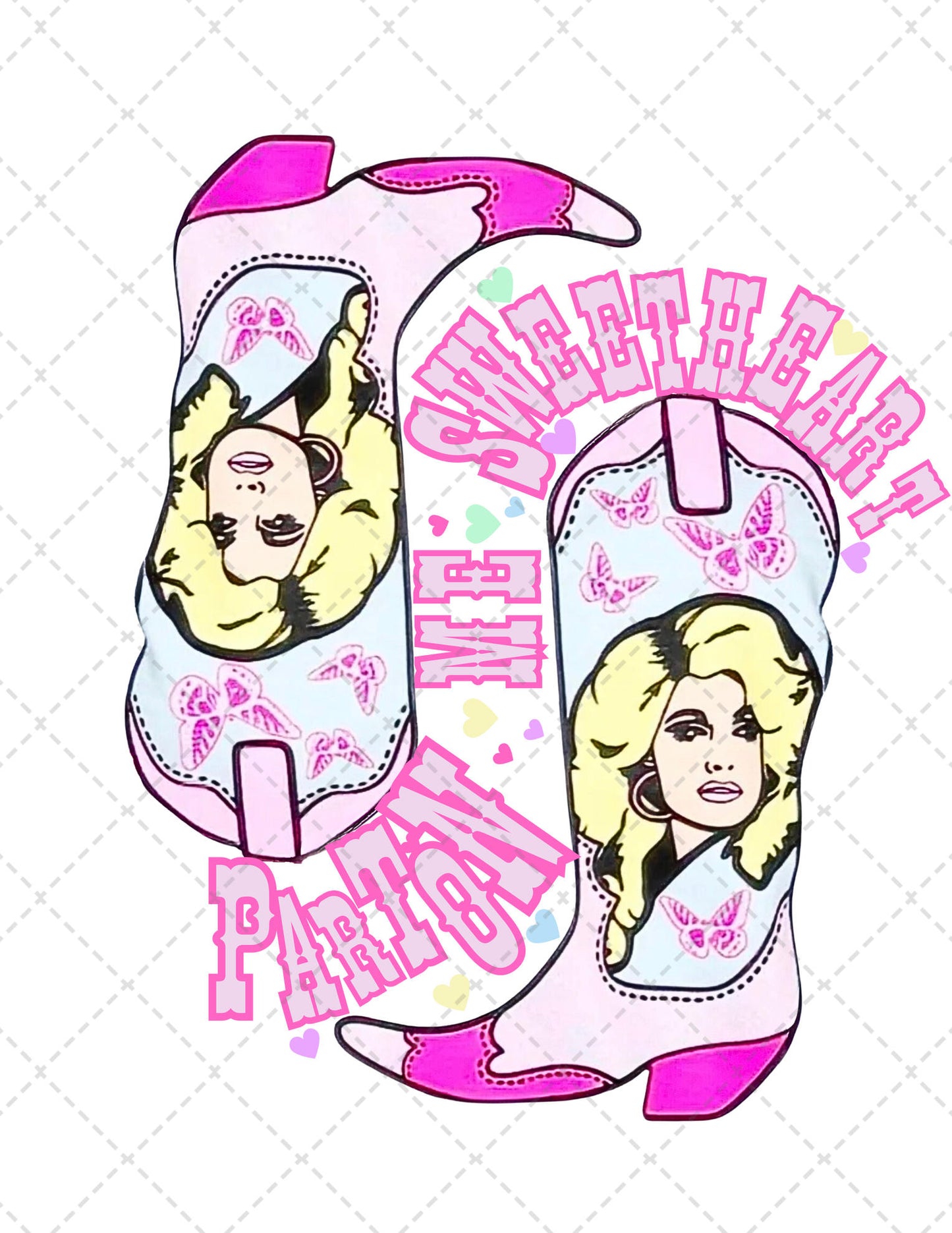 D.P. Pink Cowboy Boots Transfer