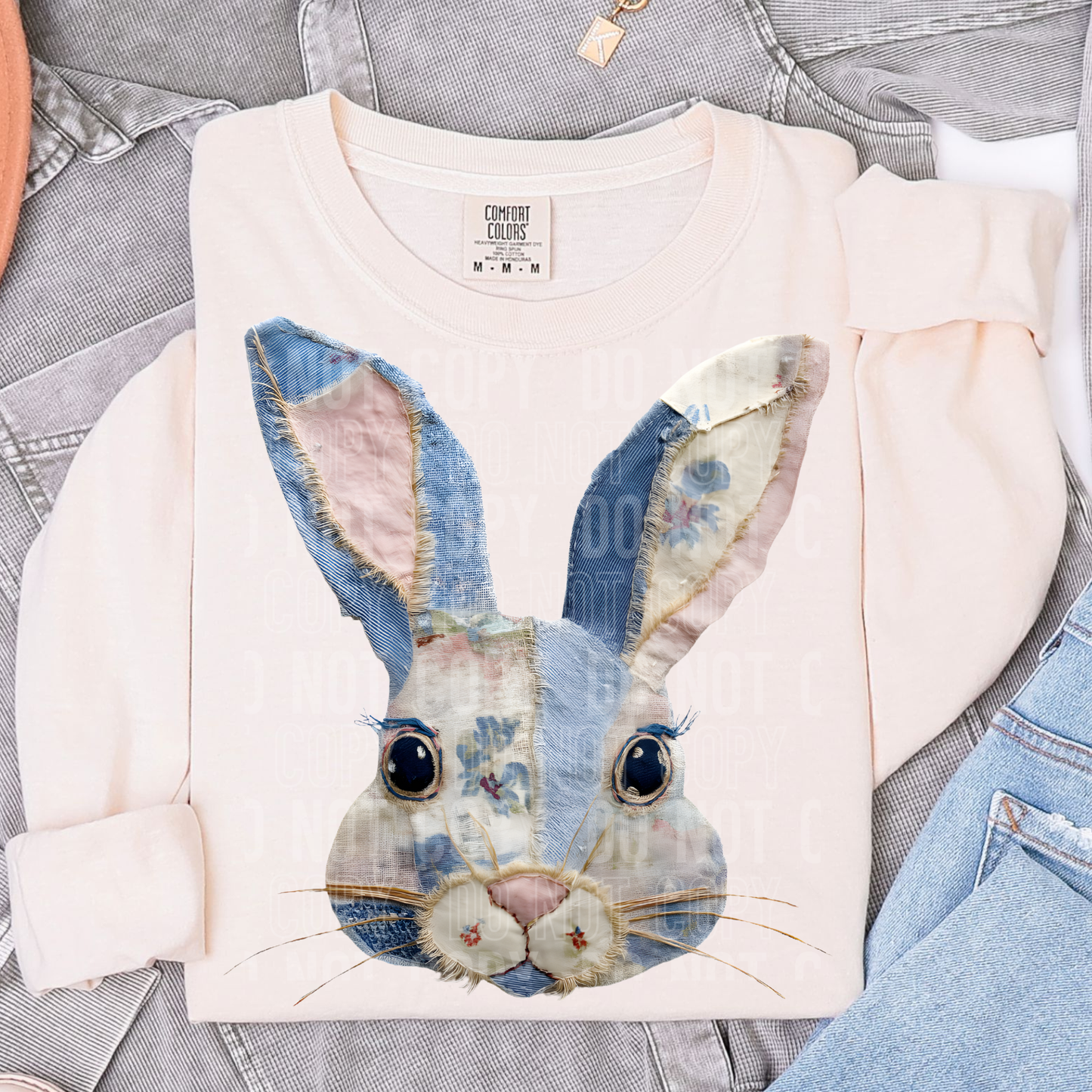 DENIM PATCH EASTER BUNNY TRANSFER
