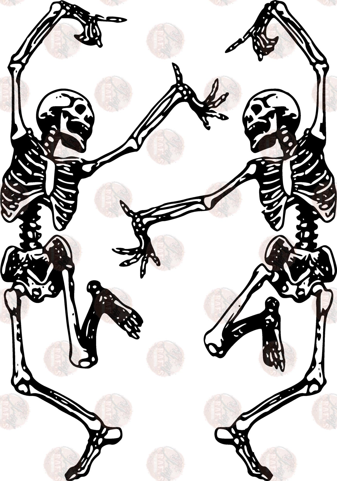 Dancing Skellies Black Transfer