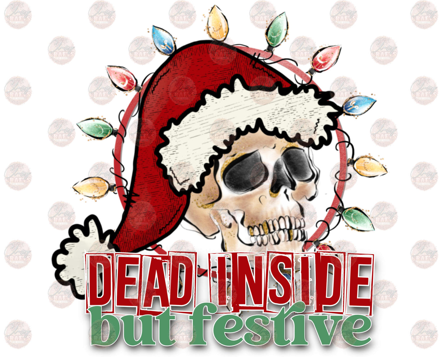 Dead Inside But Festive Skellie Transfer