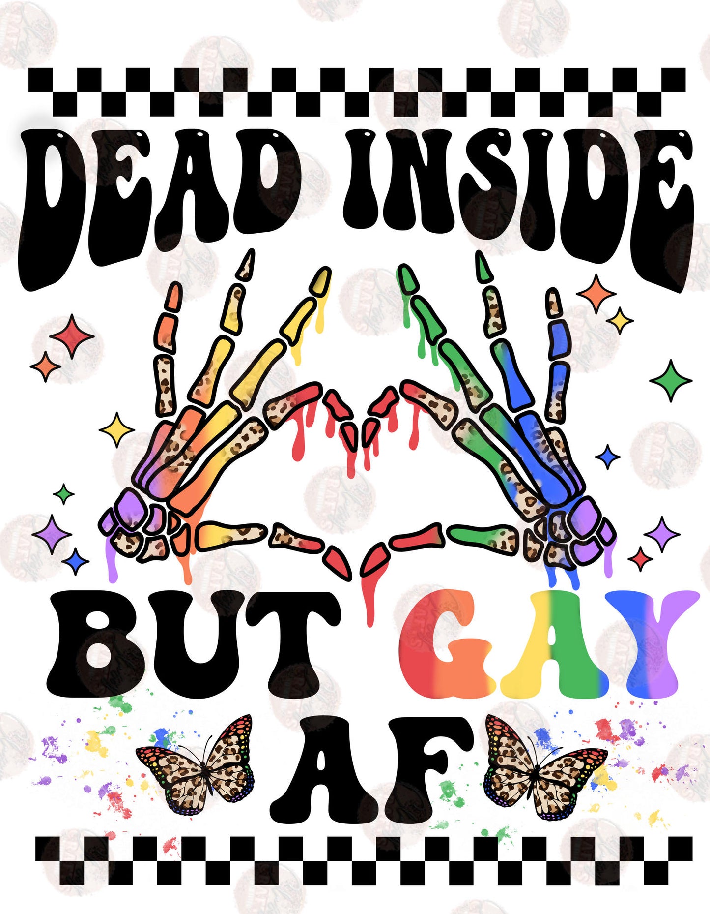 Dead Inside Skelly Hand Heart Transfer