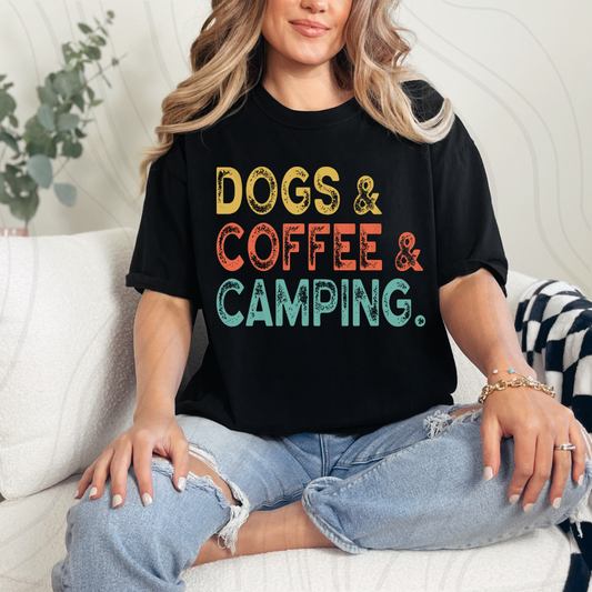 Dogs Coffee Camping Transfer