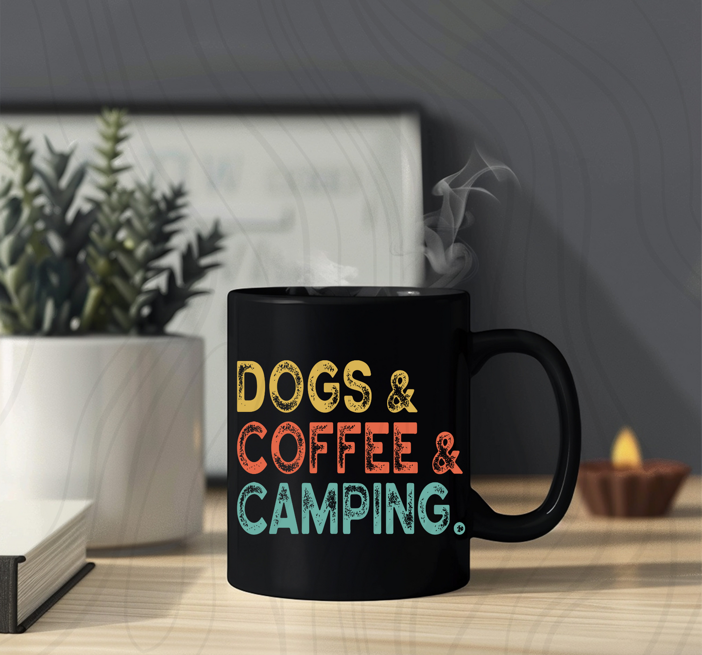 Dogs Coffee Camping Transfer