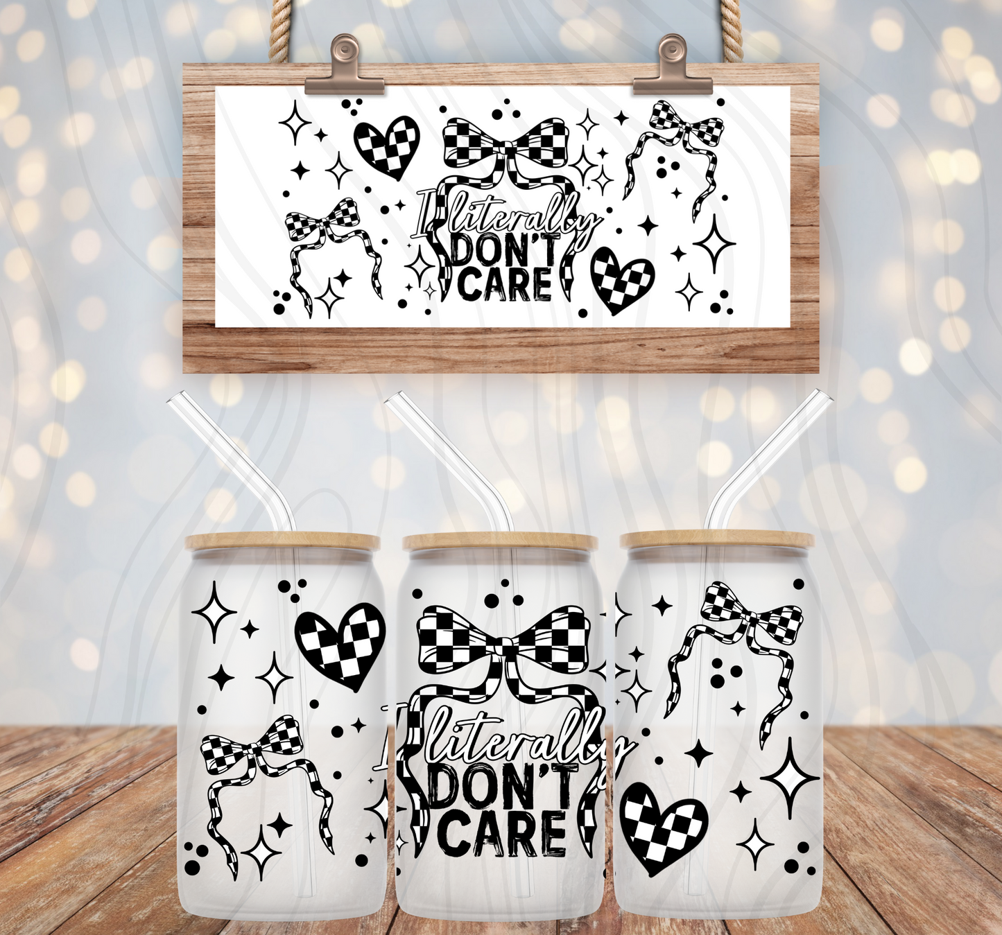 Don't Care 16oz Libbey Wrap Transfer