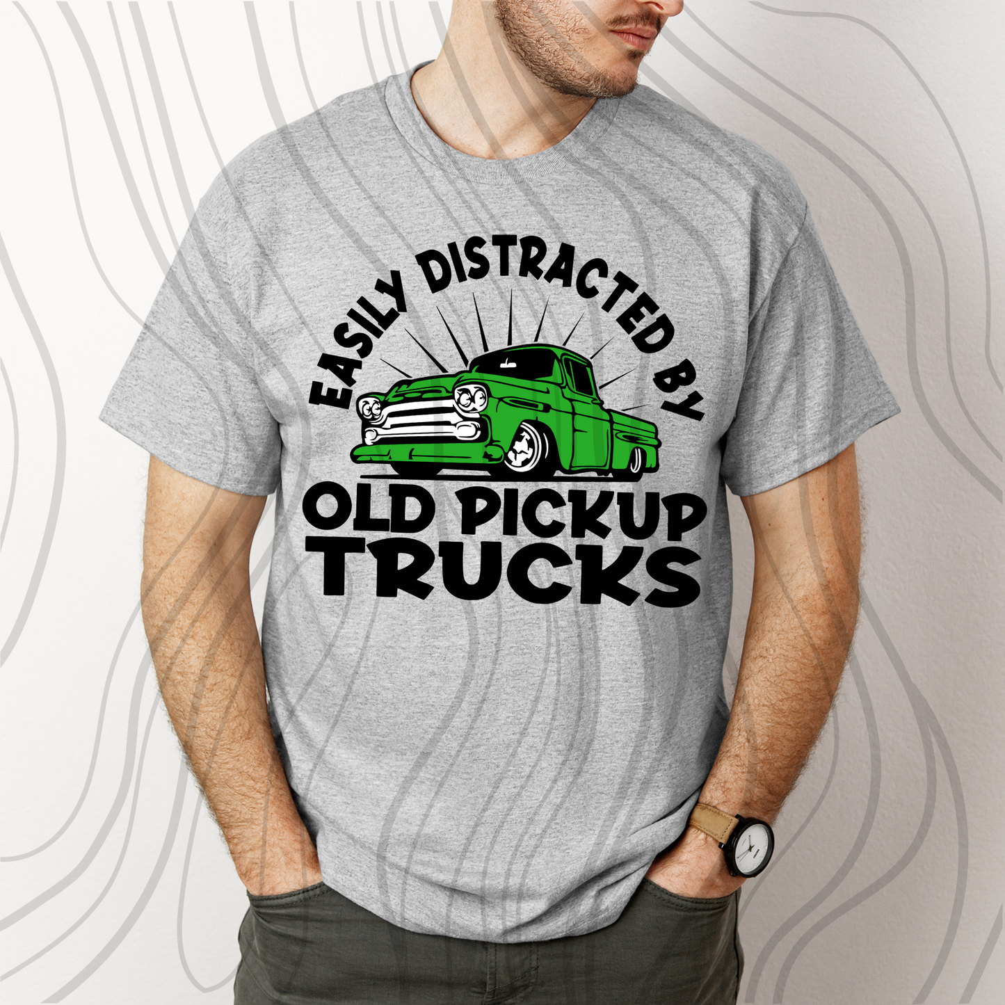 Easily Distracted By Old Pickup Trucks Transfer