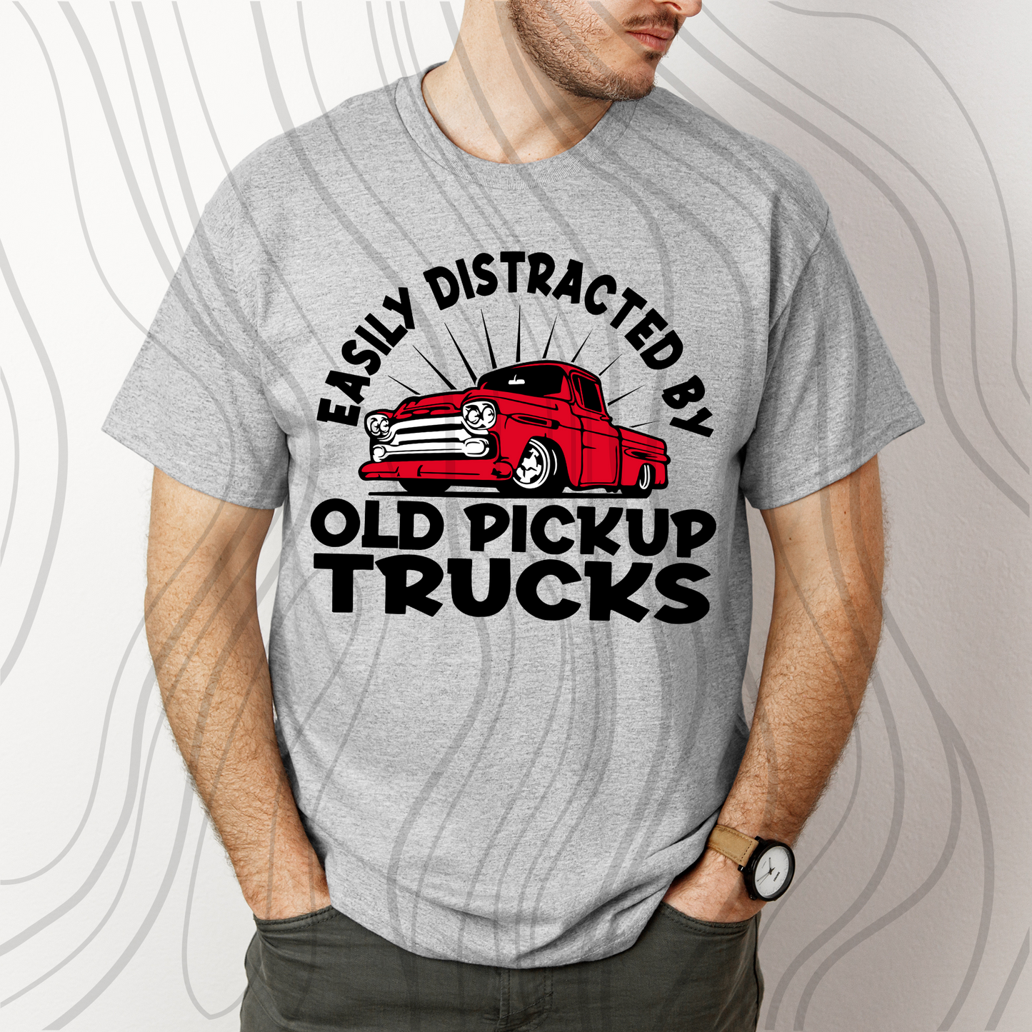Easily Distracted By Old Pickup Trucks Transfer