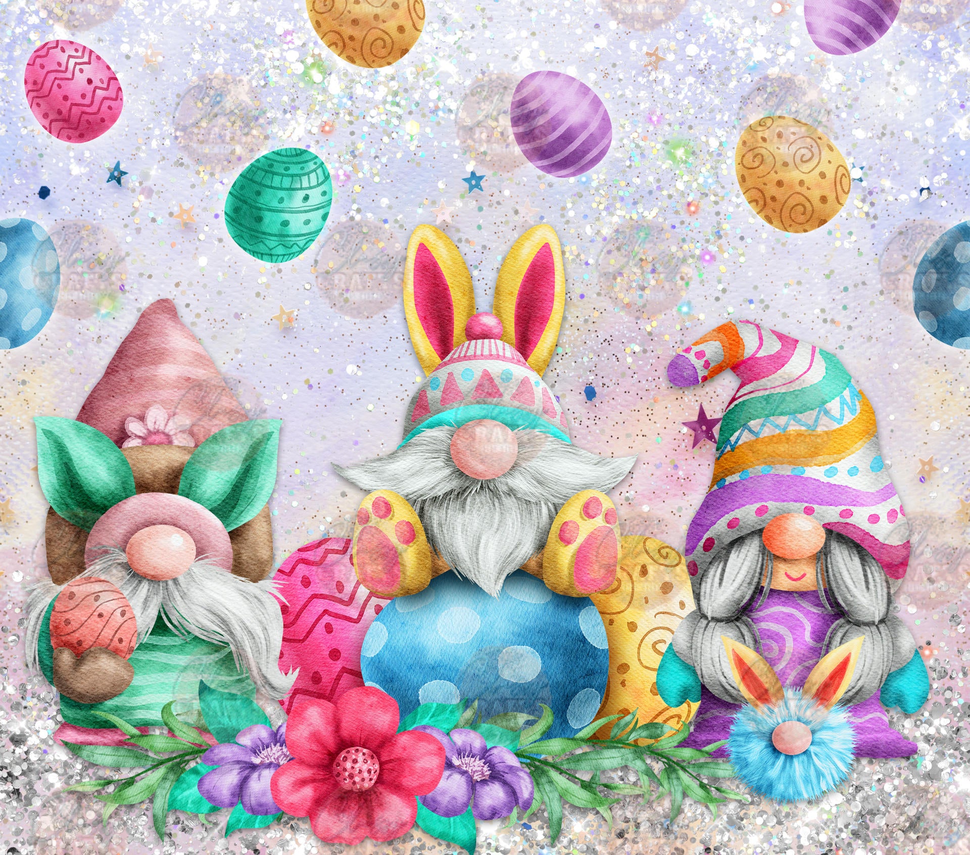 Easter Gnomes Tumbler Wrap Sublimation Transfer