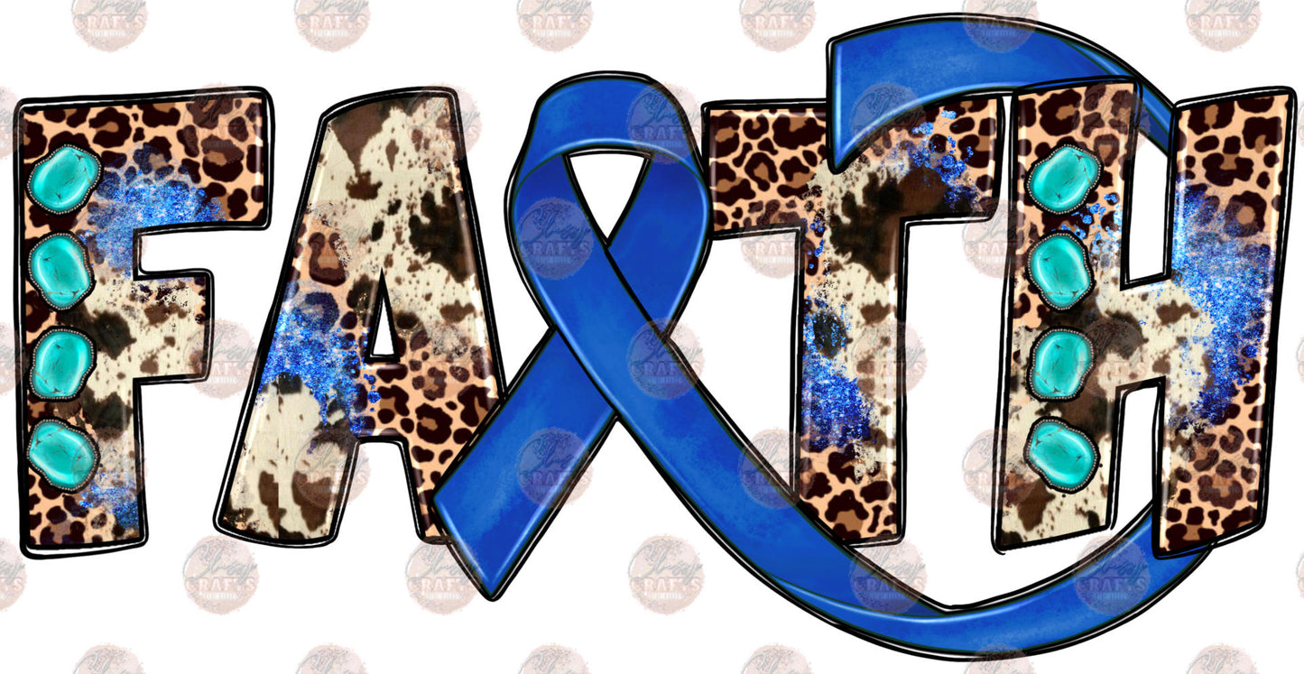 Faith Blue Ribbon Transfer