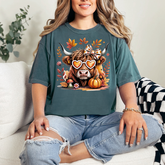 Fall Cow With Bow Transfer