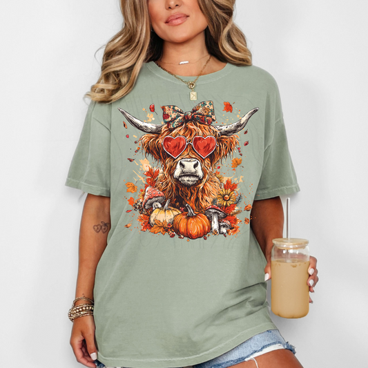 Fall Cow With Mushrooms Transfer