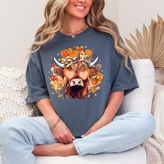 Fall Cow With Stars Transfer