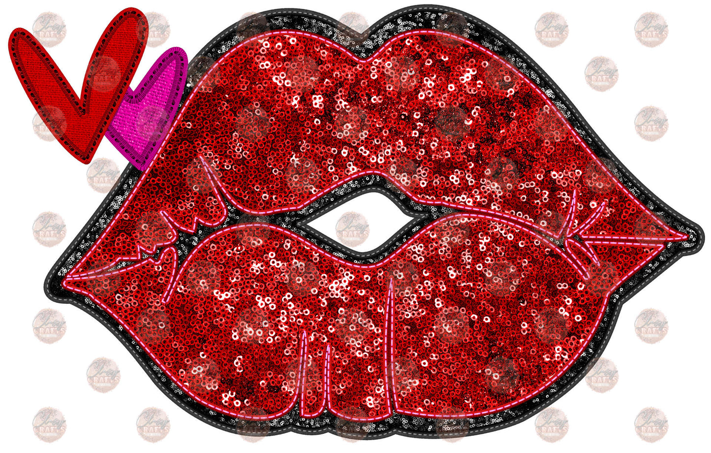 Faux Embroidery-Sequin Lips Transfer