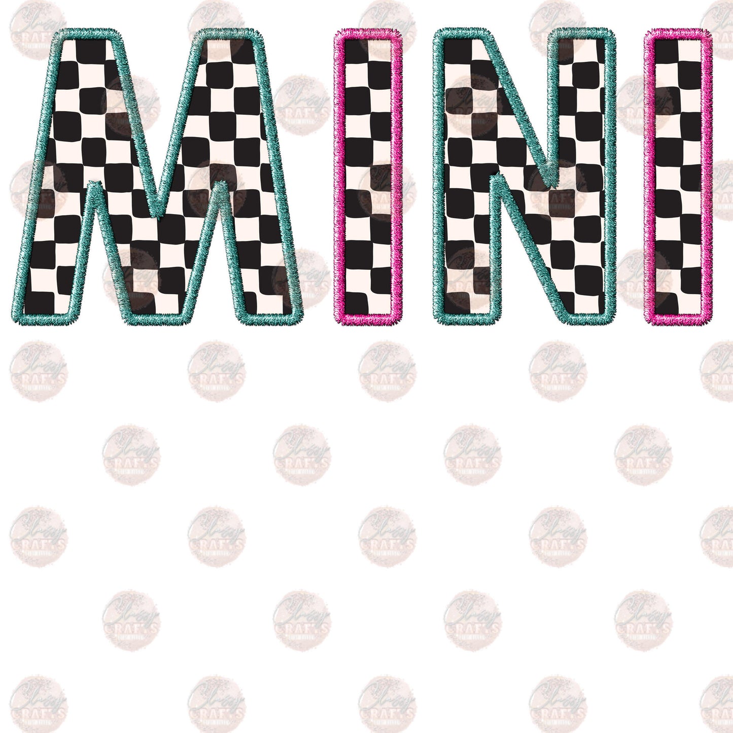 Faux Embroidered Checkered Mini Transfer