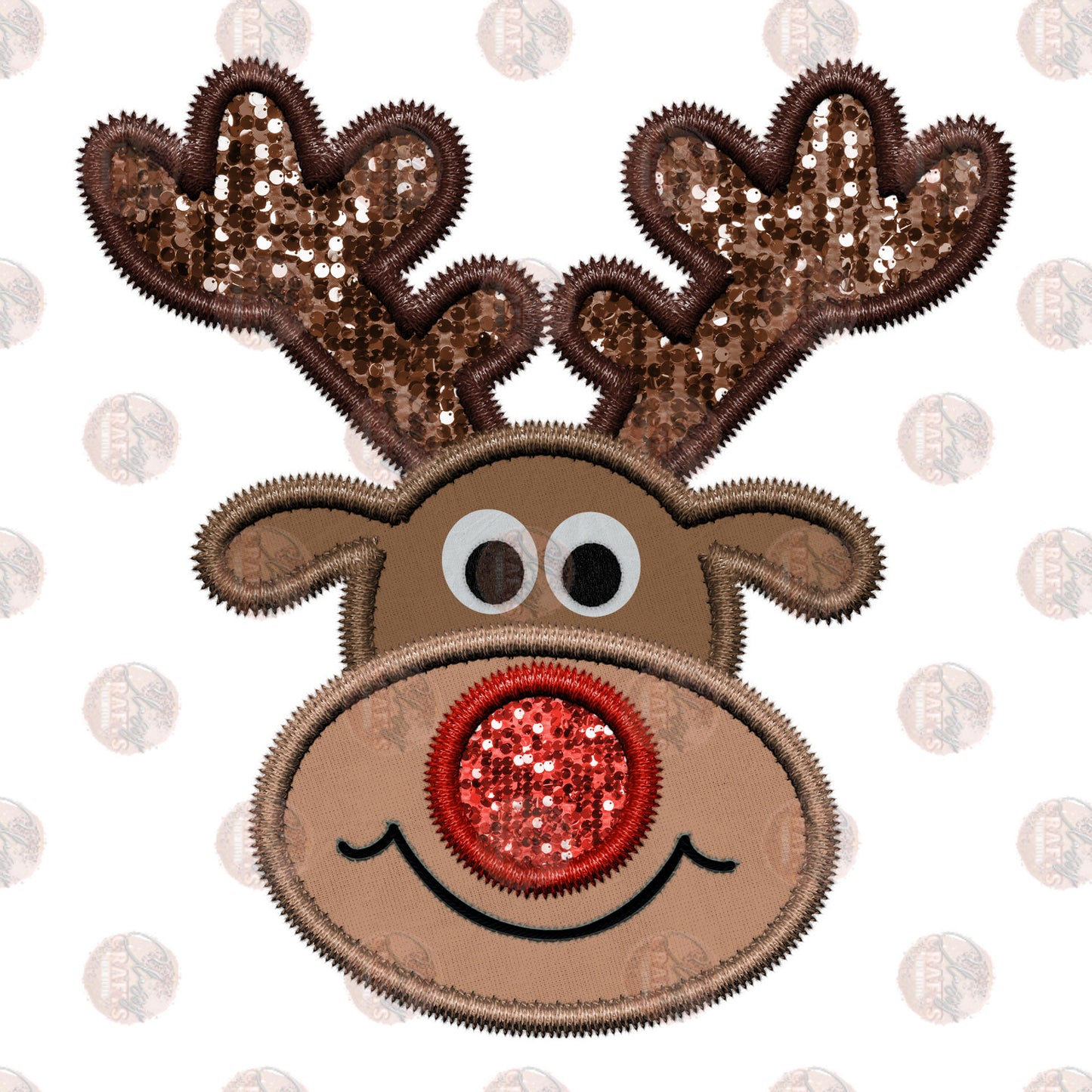 Faux Embroidered Reindeer Transfer