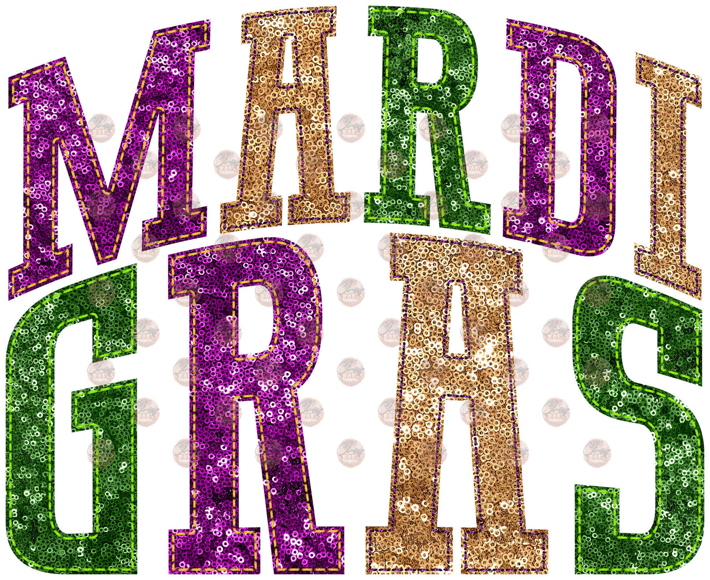 Faux Embroidery-Sequin Mardi Gras Transfers