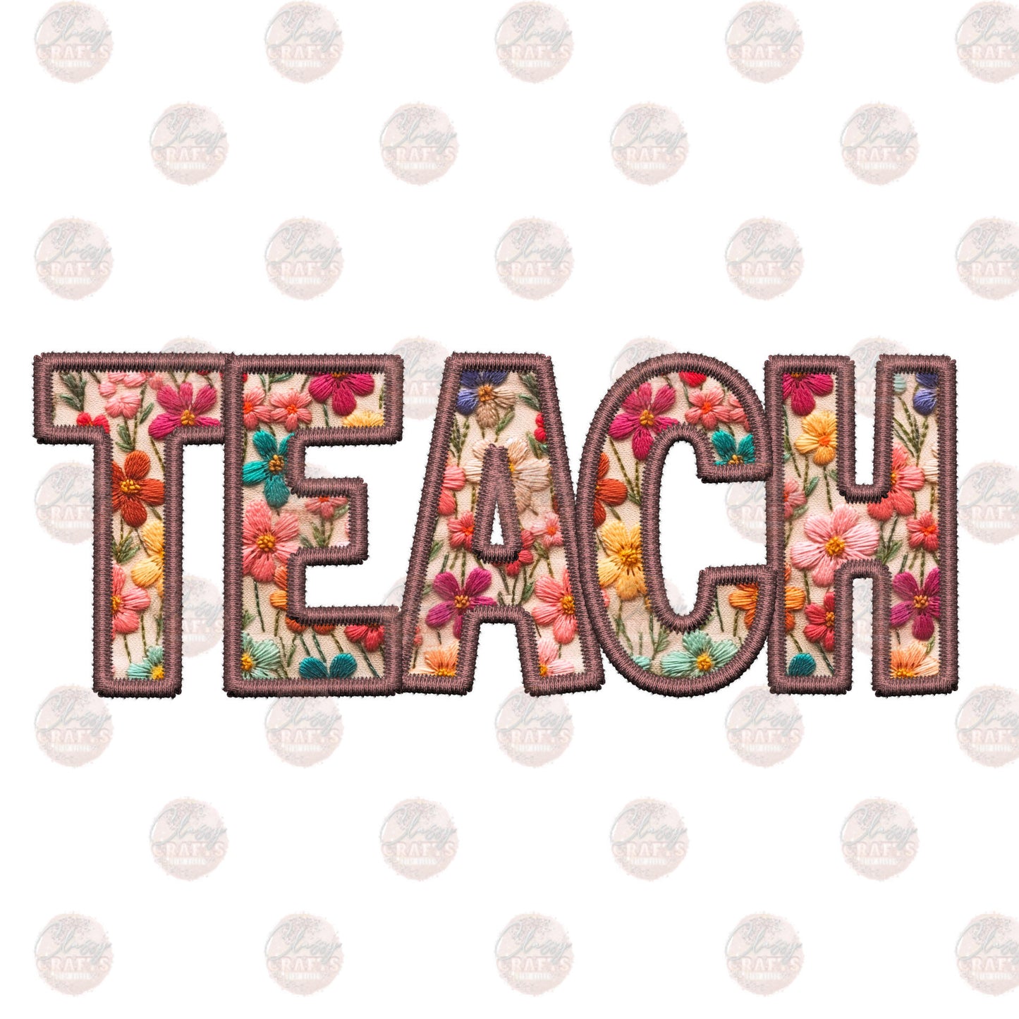 Faux Embroidery Floral Teach Transfer