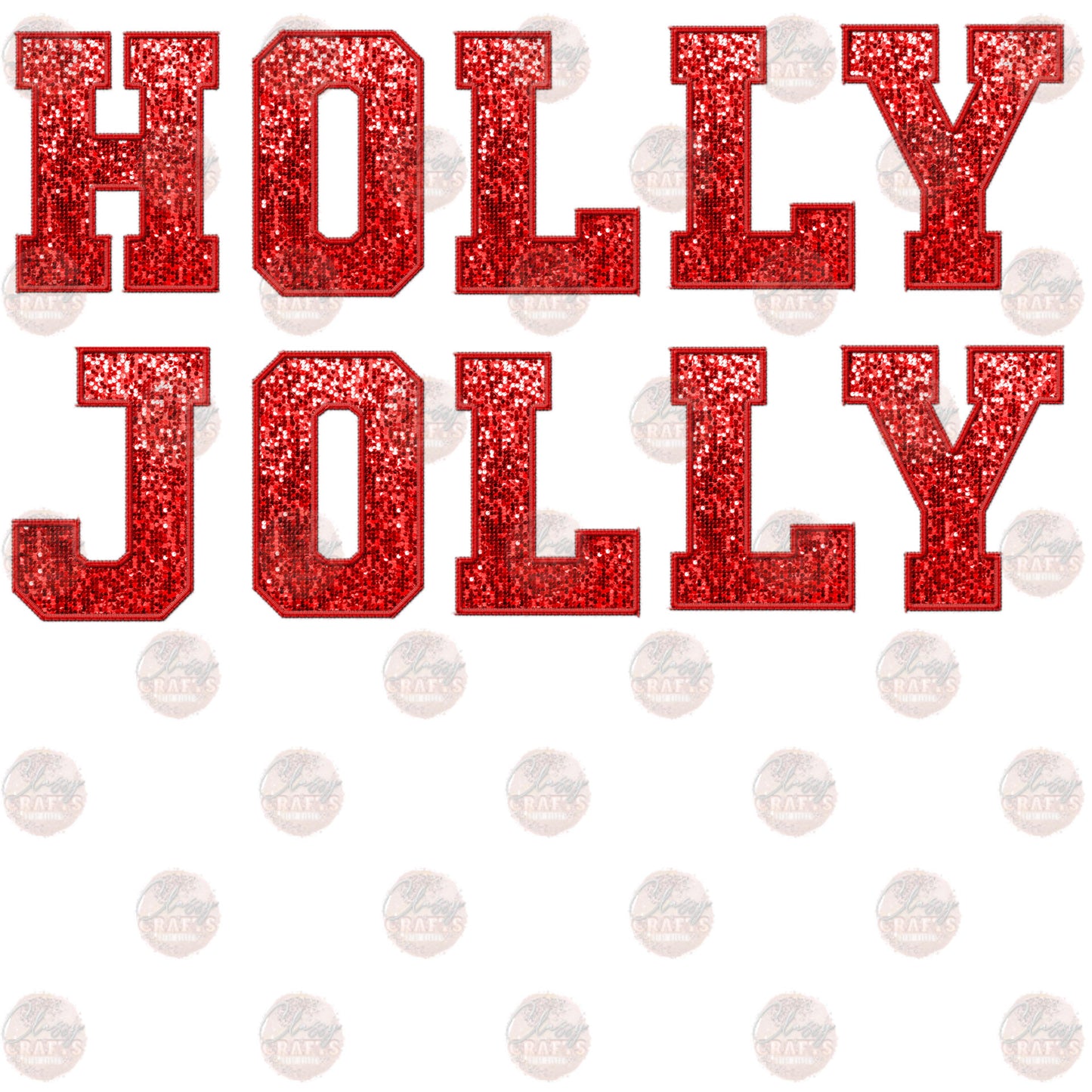 Faux Embroidery Sequin Holly Jolly Transfer