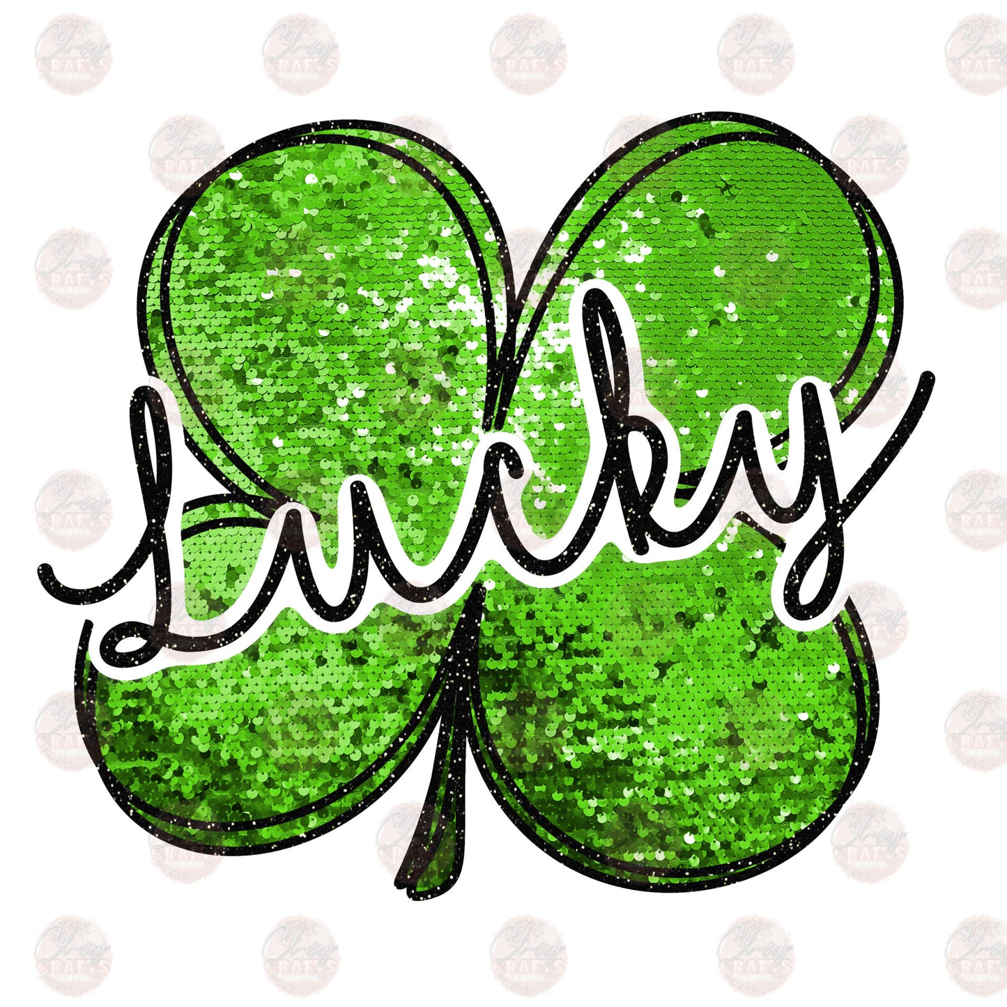 Faux Glitter Lucky Clover Transfer