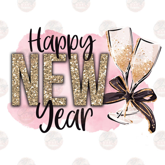 Faux Glitter New Year Champagne - Sublimation Transfers