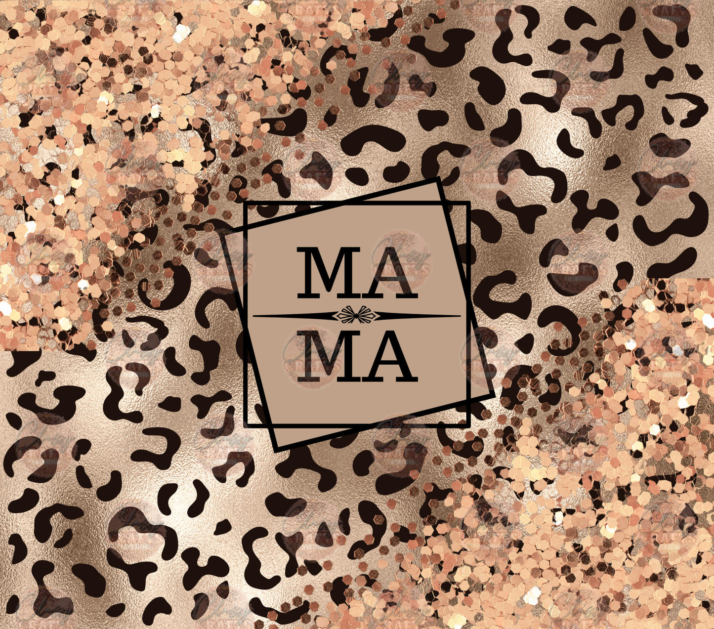 Faux Glitter Rose Gold Mama Tumbler Wrap