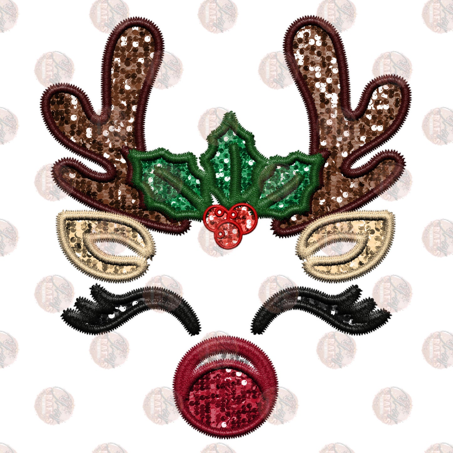 Faux Glitter Rudolph Transfer