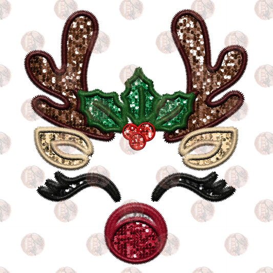 Faux Glitter Rudolph - Sublimation Transfer