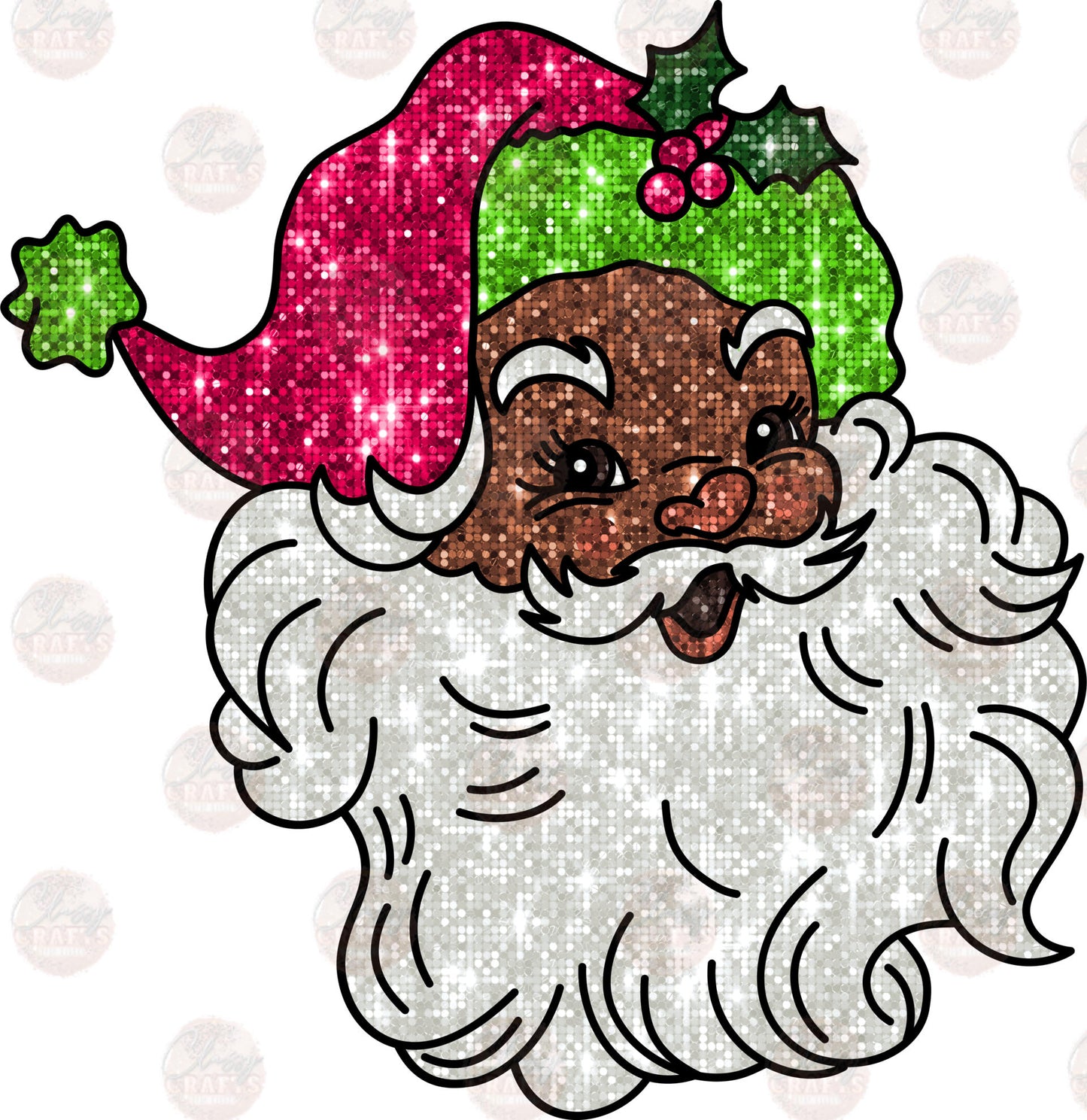Faux Glitter Santa Transfer