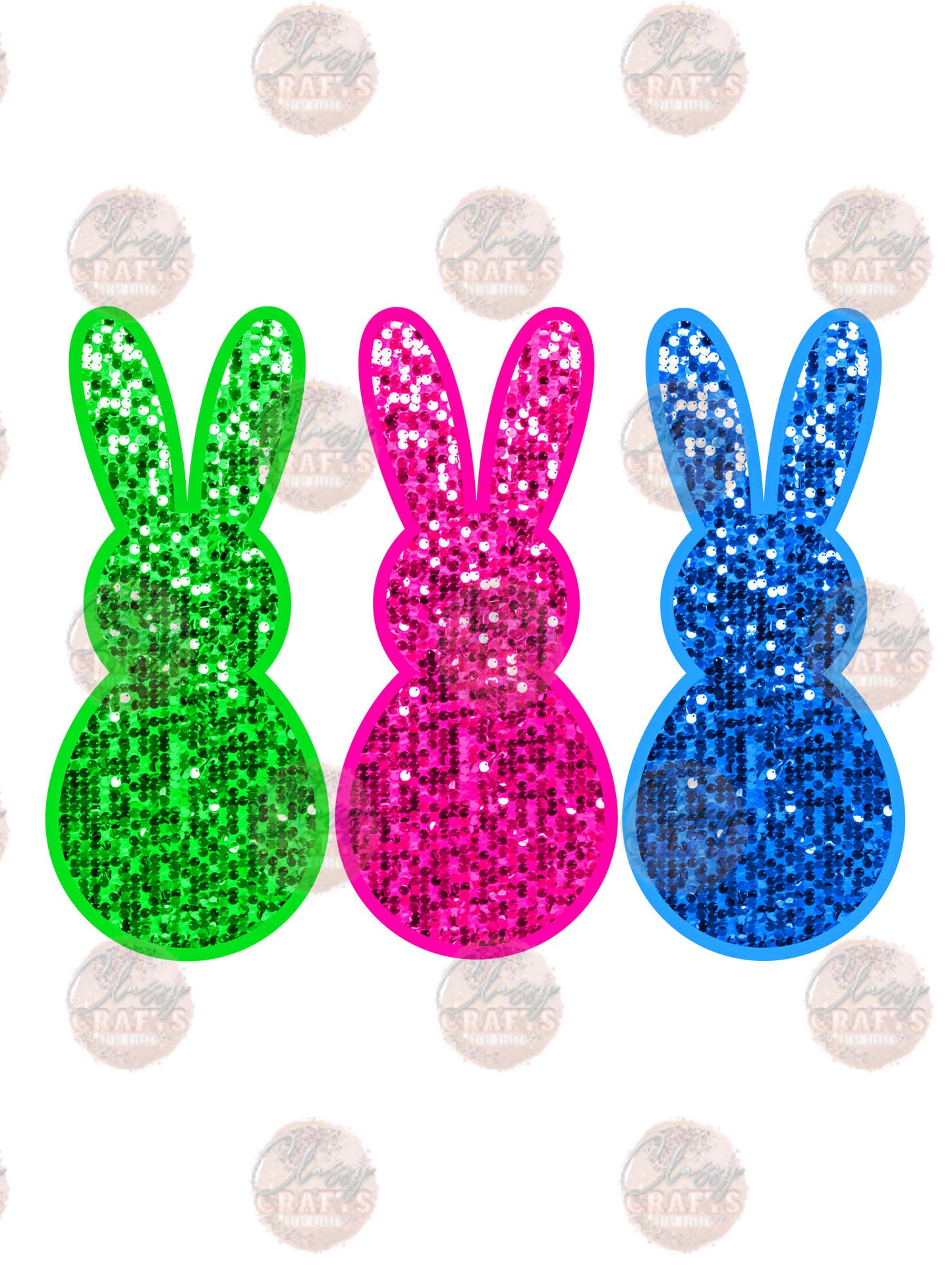 Faux Sequin Bunnies Transfer