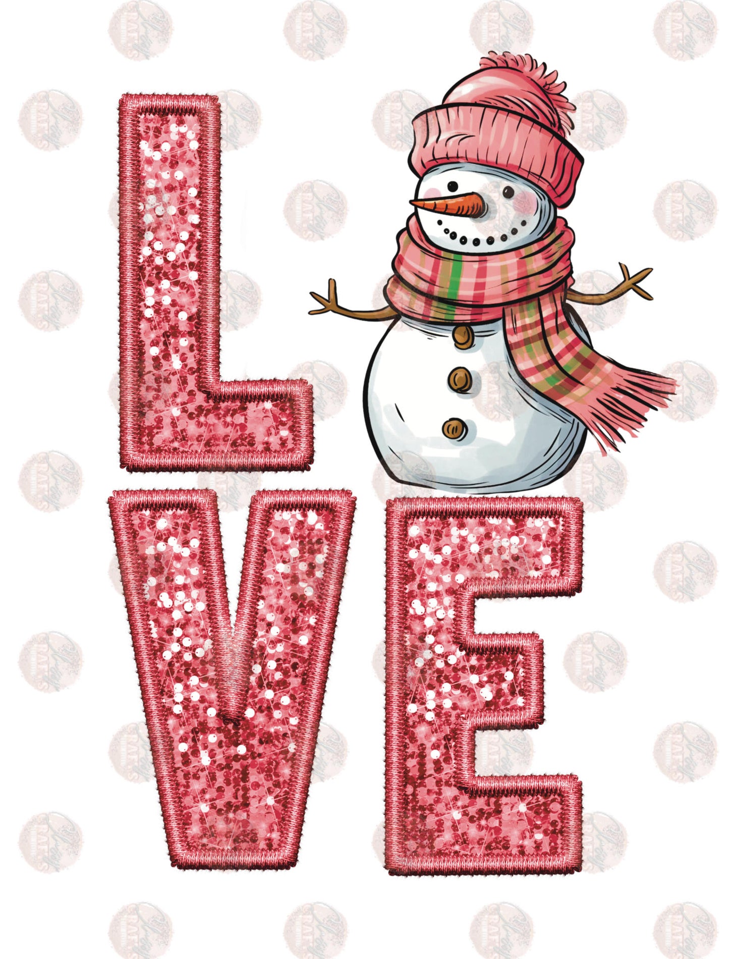 Faux Sequin Love Frosty Pink Transfers