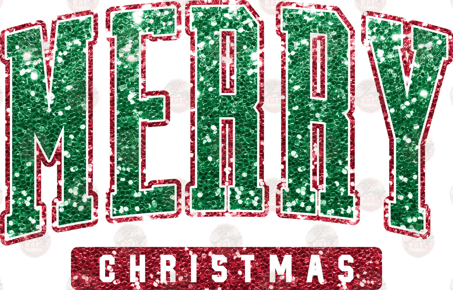 Faux Sequin Merry Christmas Green And Red Transfers