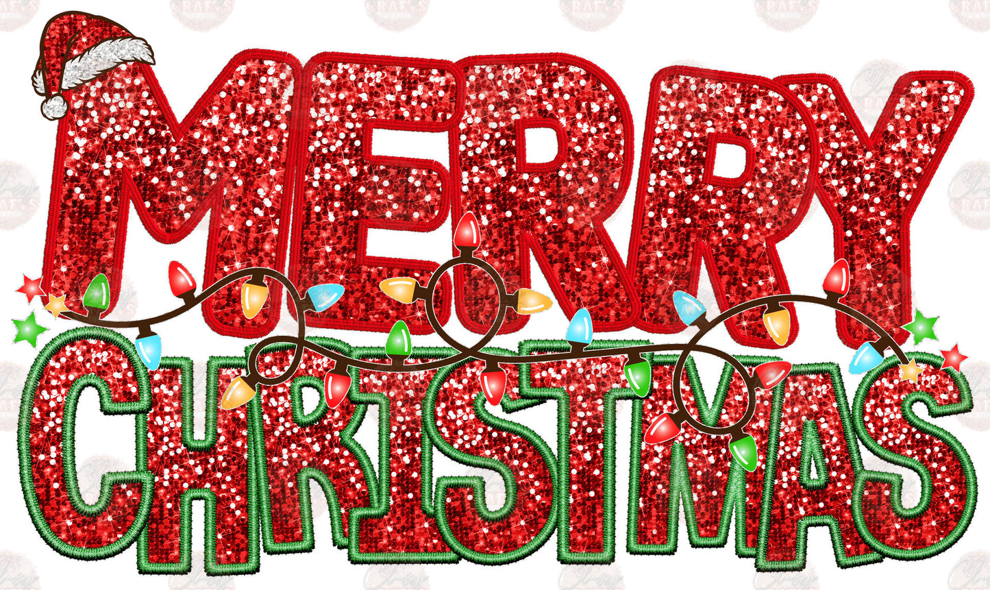 Faux Sequin Merry Christmas Transfers