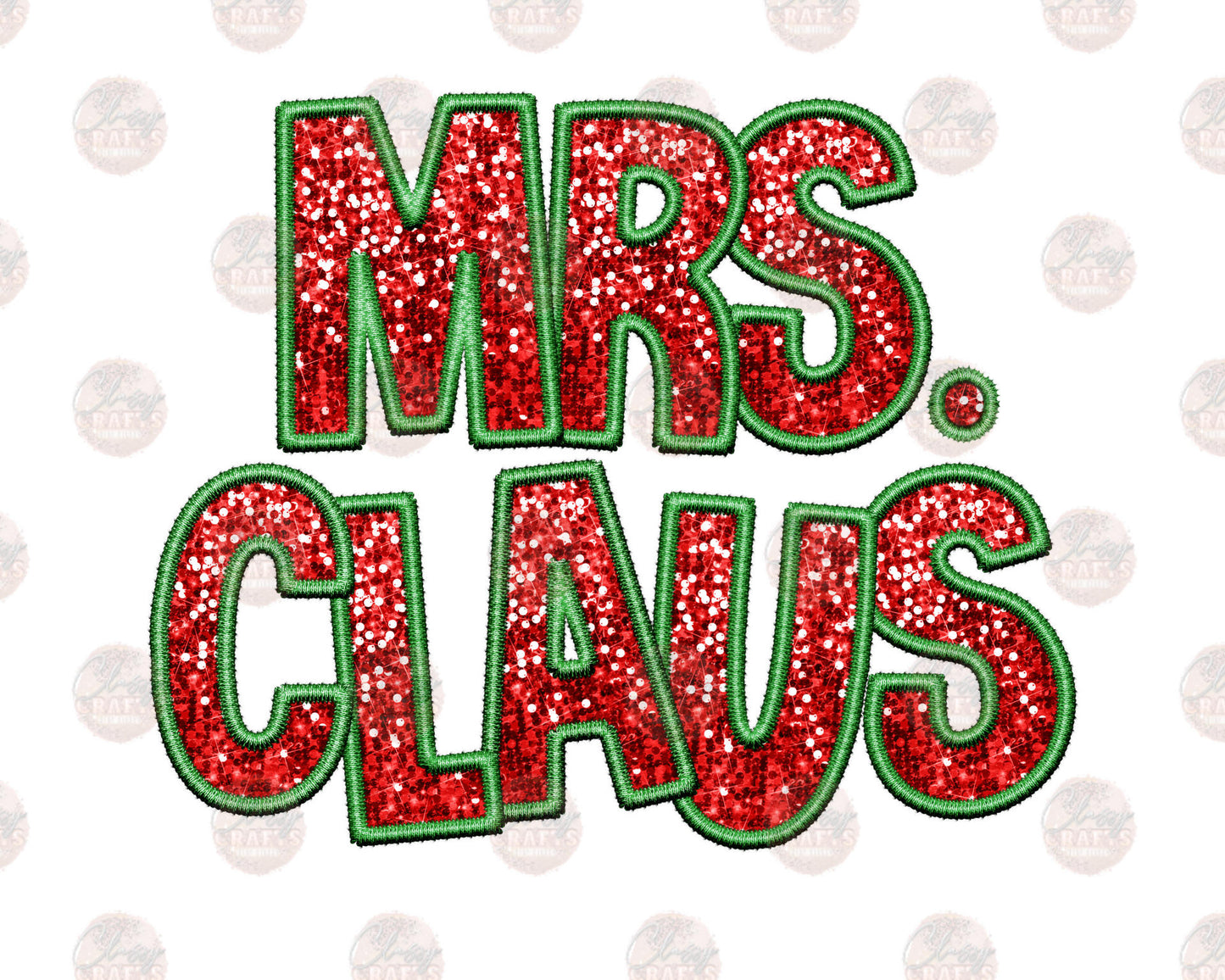 Faux Sequin Mrs. Claus Transfers