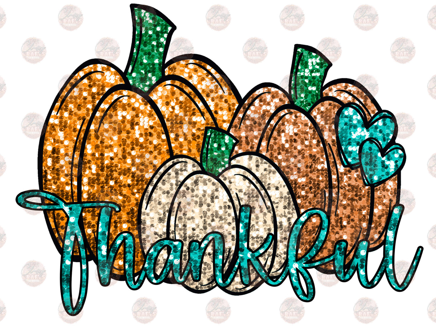 Faux Sequin Pumpkin Trio Transfer