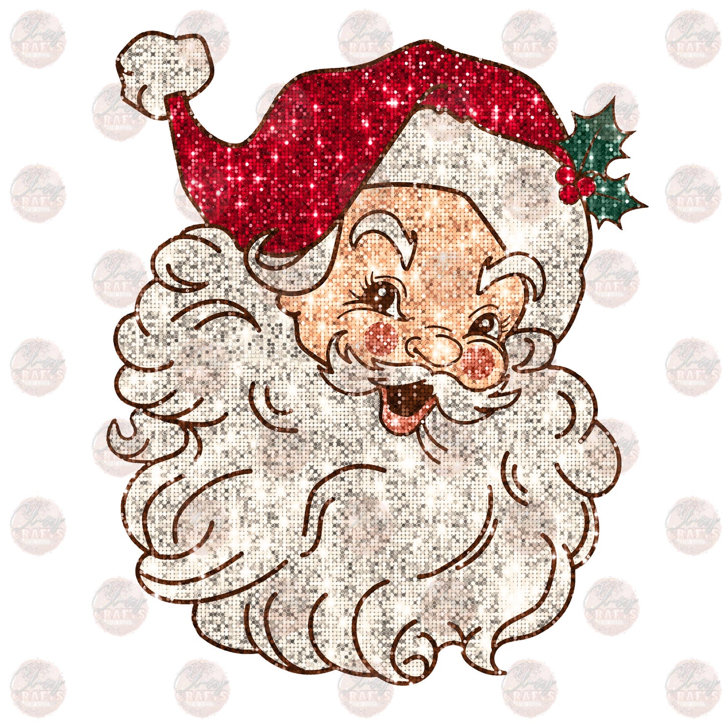 Faux Sequin Retro Santa Transfer