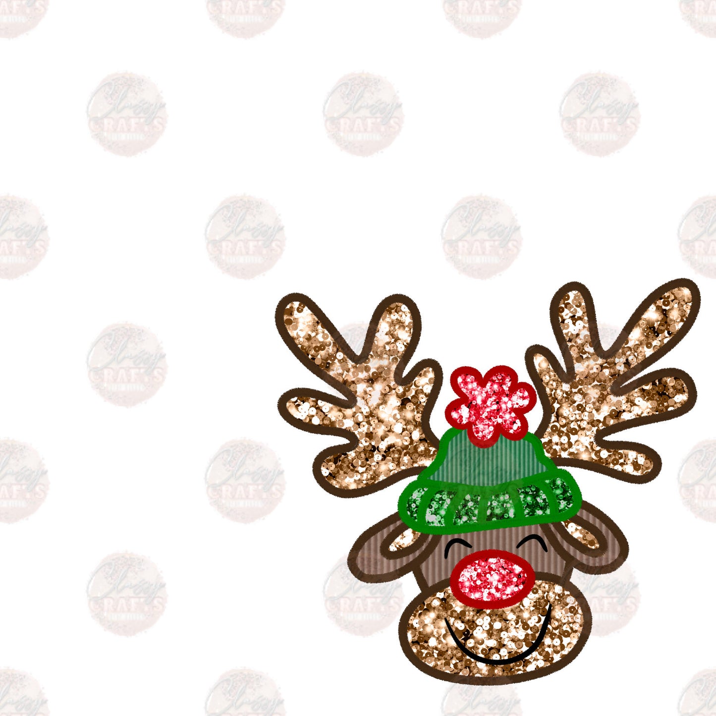 Faux Sequin Rudolph Transfers
