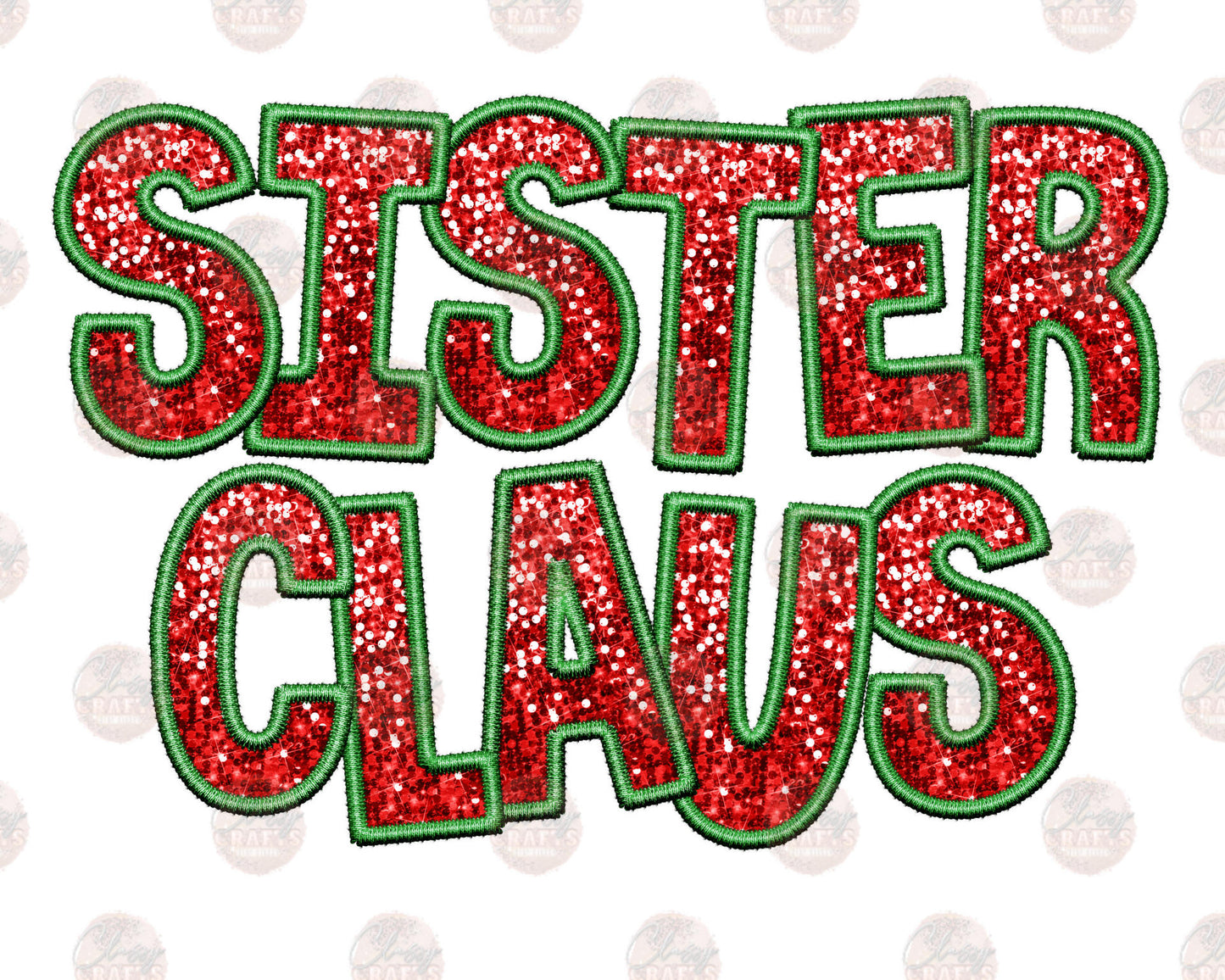 Faux Sequin Sister Claus Transfers