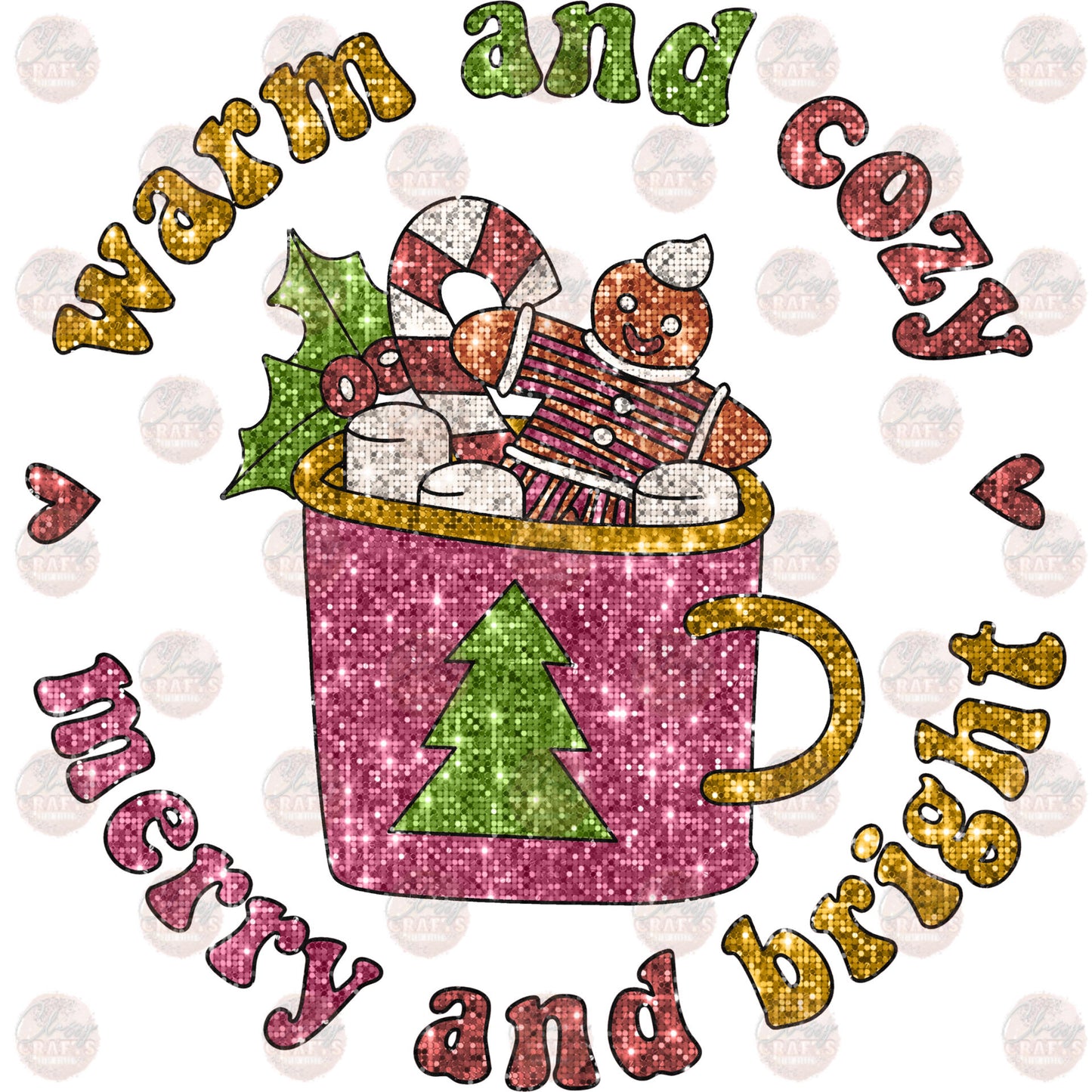 Faux Sequin Warm & Cozy Transfer