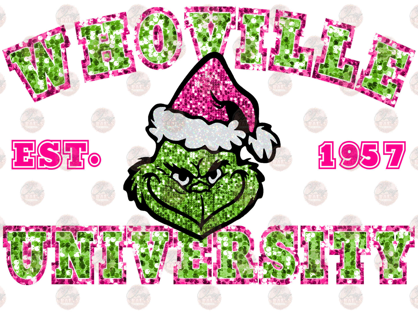 Faux Sequin Who Ville University Transfer