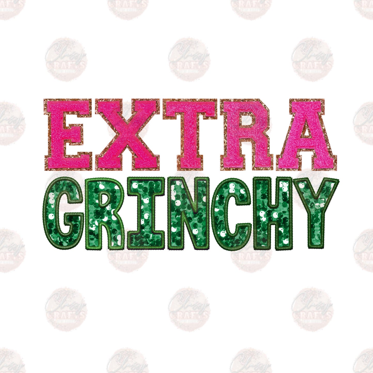 Faux Sequin & Chenille Extra Grumpy Transfers