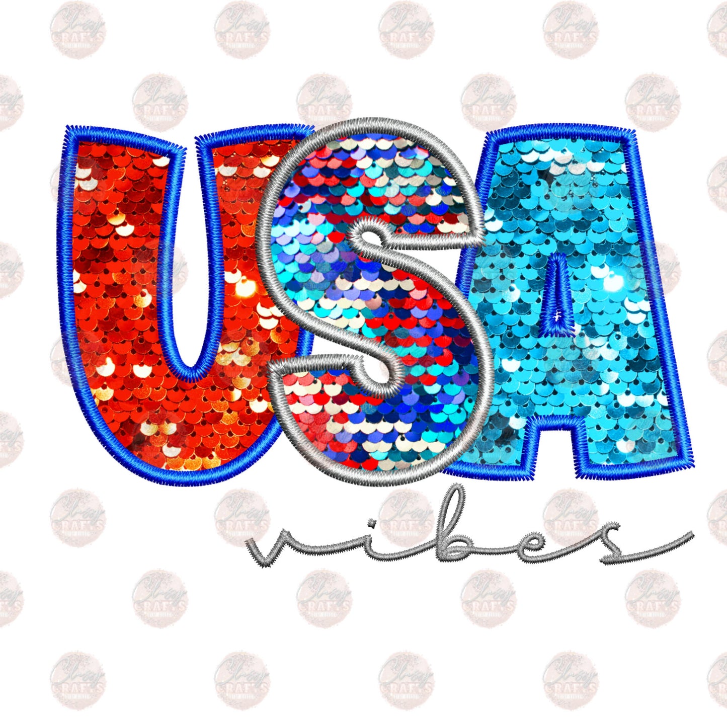 Faux Sequins 4th Of July Transfer