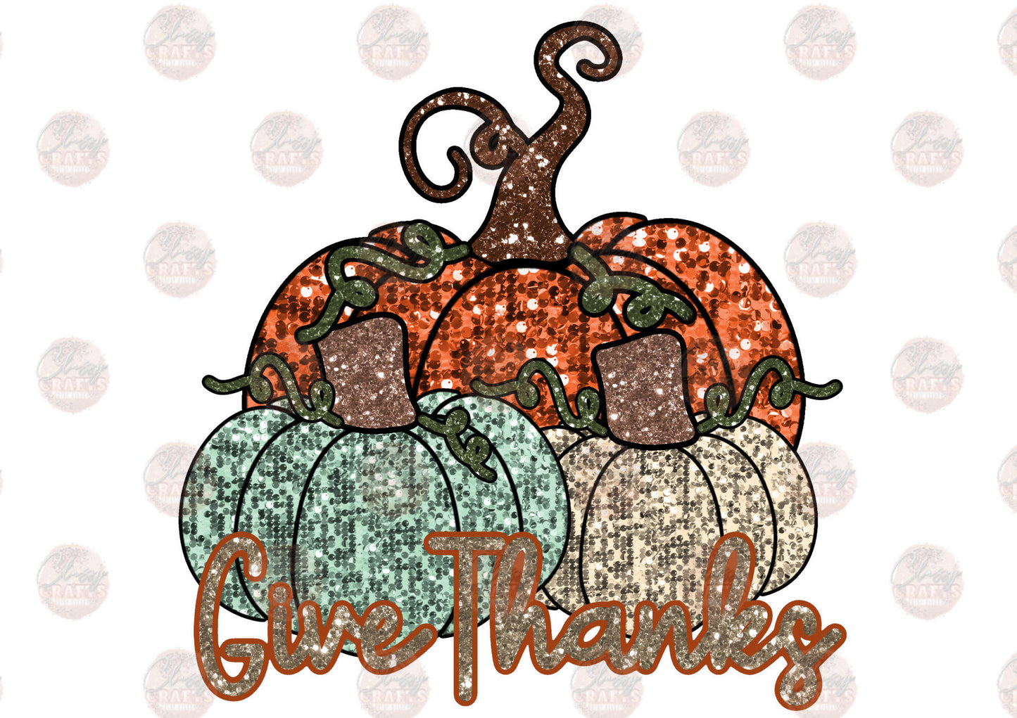 Faux Sequins Give Thanks Transfer