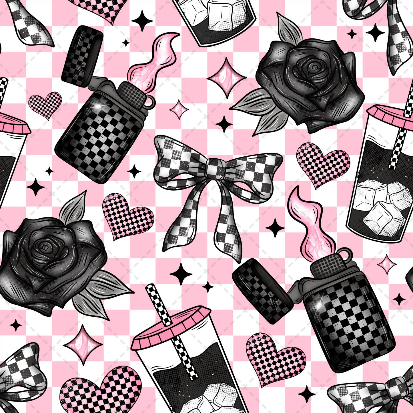 Fire & Ice Pink Checkered Tumbler Wrap