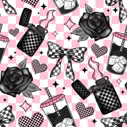 Fire & Ice Pink Checkered Tumbler Wrap
