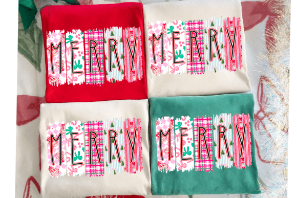 Merry Floral Blocks Transfer