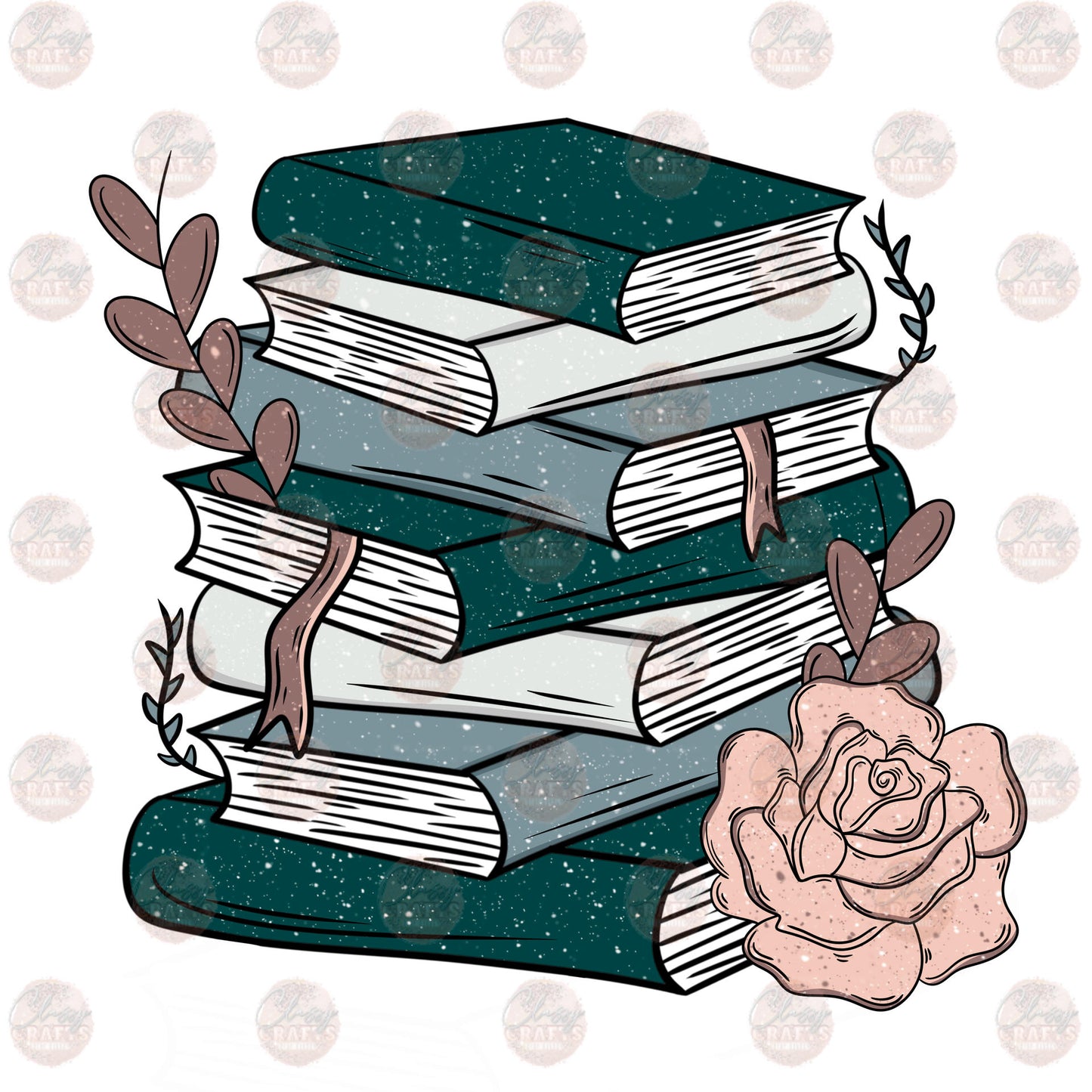 Floral Book Stack Transfer