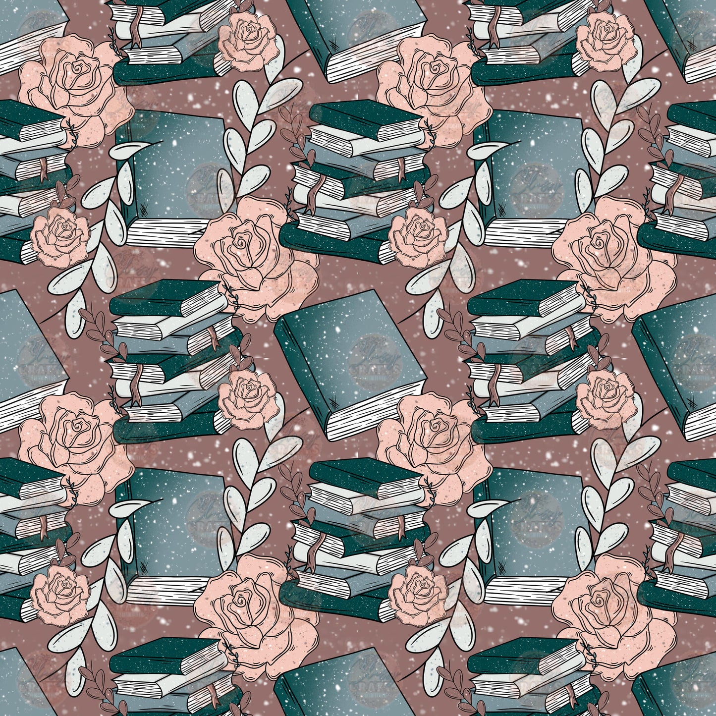 Floral Book Stack Seamless Wrap Sublimation Transfer