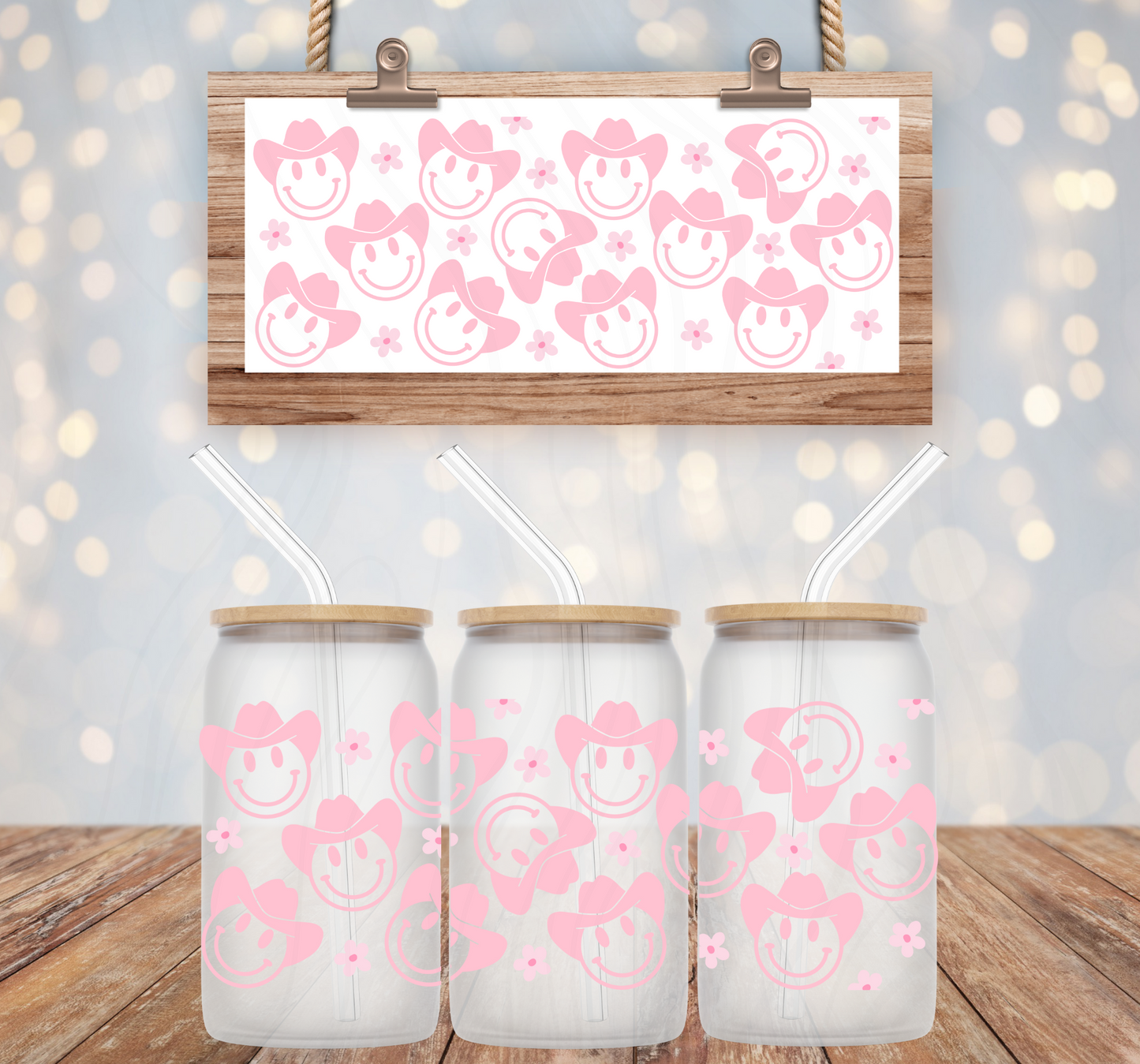 Floral Cowboy 16oz Libbey Wrap Transfer