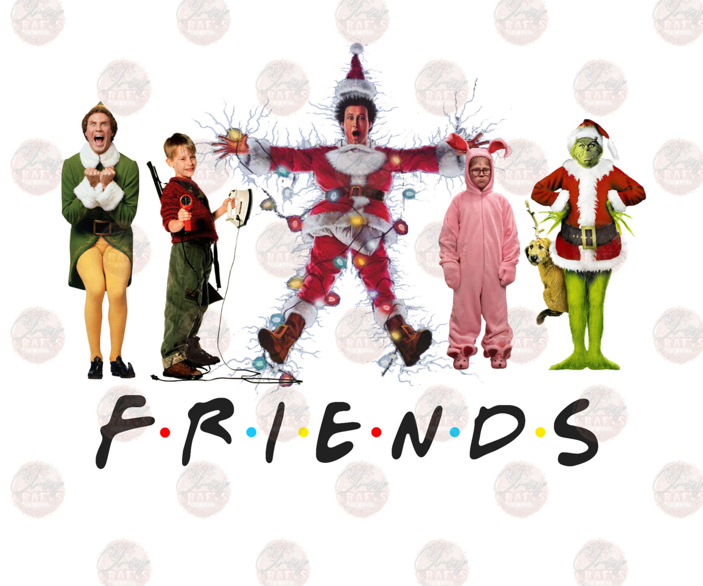 Friends Christmas Black Transfer