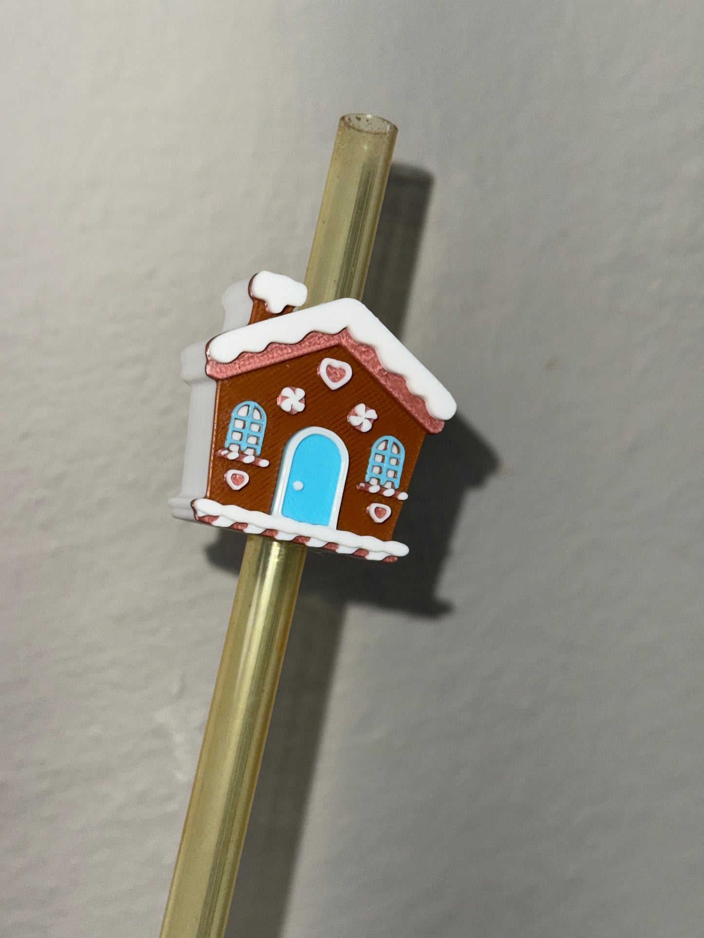 Gingerbread House - 3D Printed Straw Topper