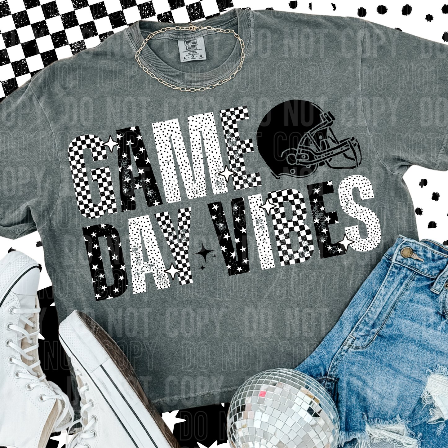 GAME DAY VIBES FOOTBALL CHECKERED TRANSFER